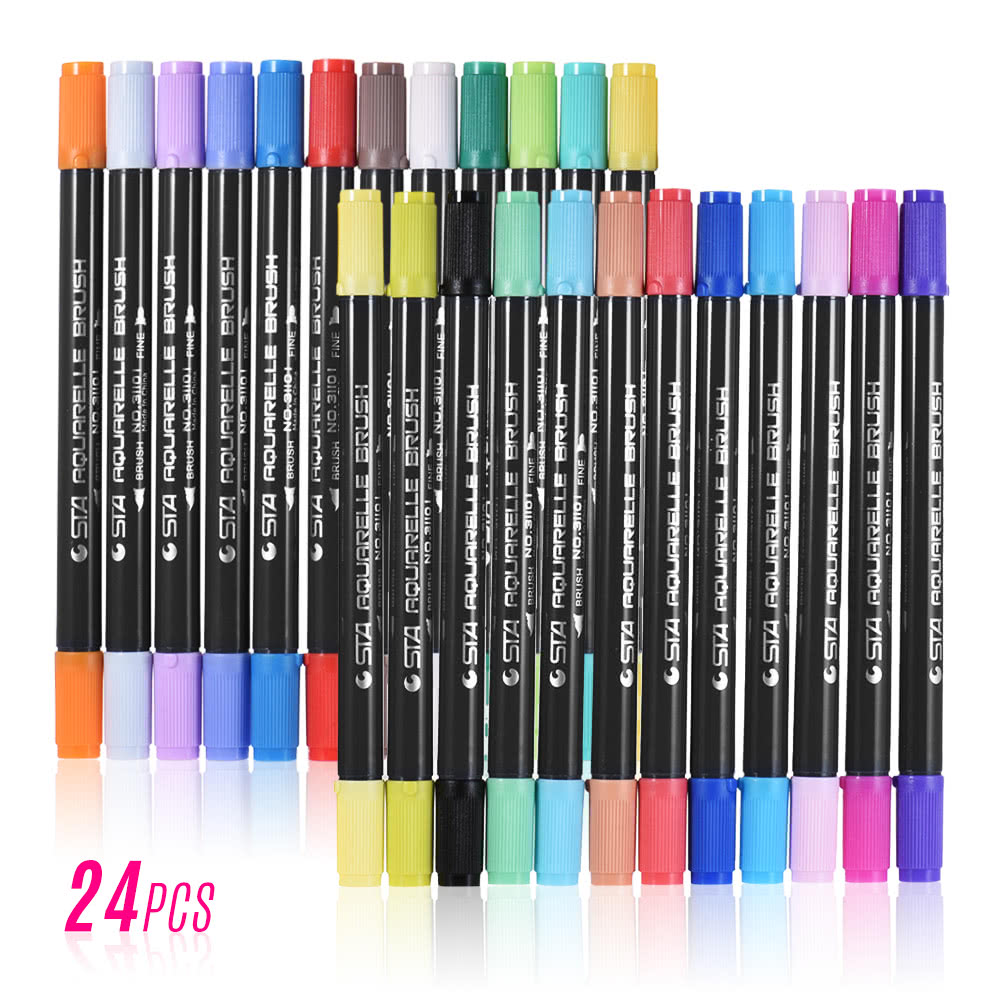 12 Colors/ Set Marker Marking Pen Twin Tip Brush Sketch Pens Water Based Ink for Graphic Manga Drawing Designing