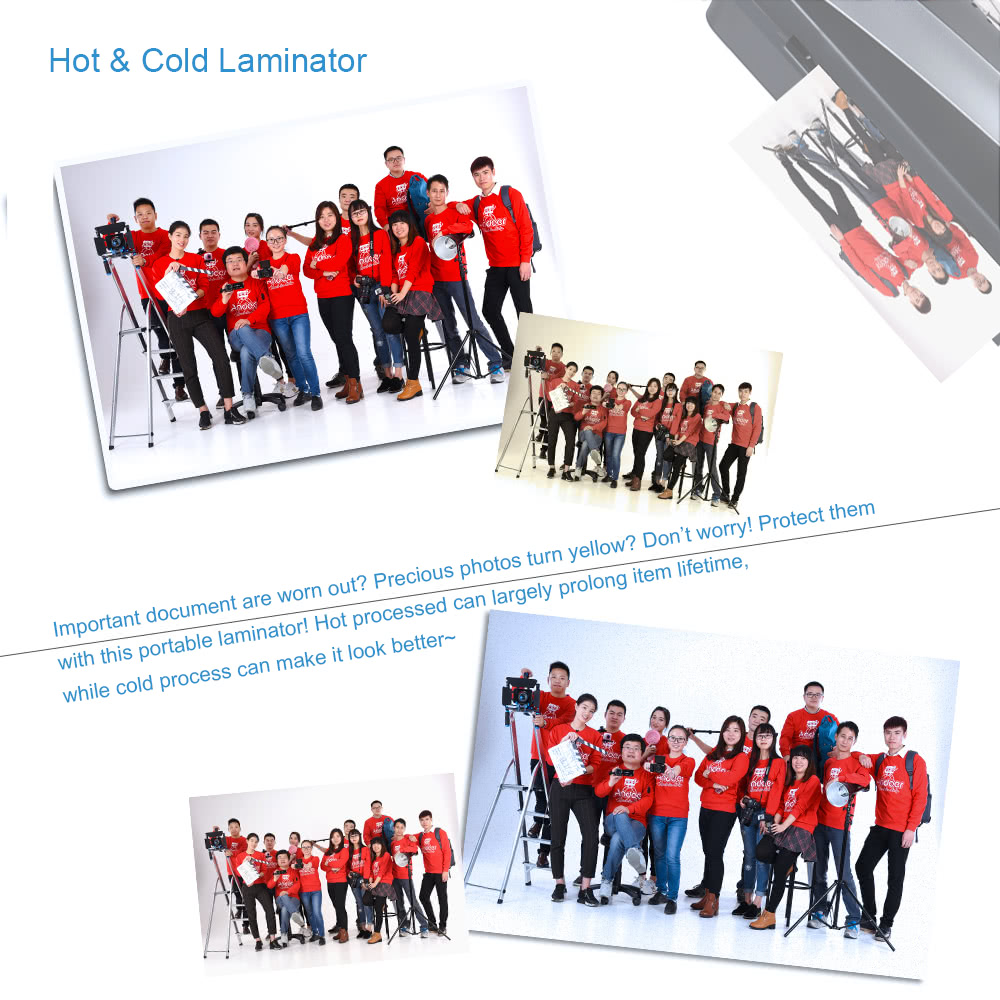 A4 Photo Paper Film Document Thermal Hot and Cold Laminator Two Roller Quick 3-5min Warm-up Max. Width 9