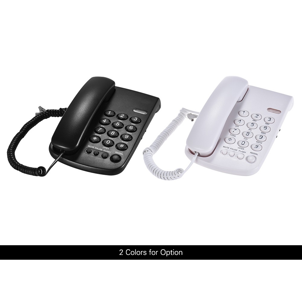 Portable Corded Telephone Phone Pause/ Redial/ Flash/ Mute Mechanical Lock Wall Mountable Base Handset for House Home Call Center Office Company Hotel