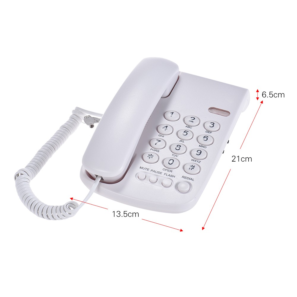 Portable Corded Telephone Phone Pause/ Redial/ Flash/ Mute Mechanical Lock Wall Mountable Base Handset for House Home Call Center Office Company Hotel