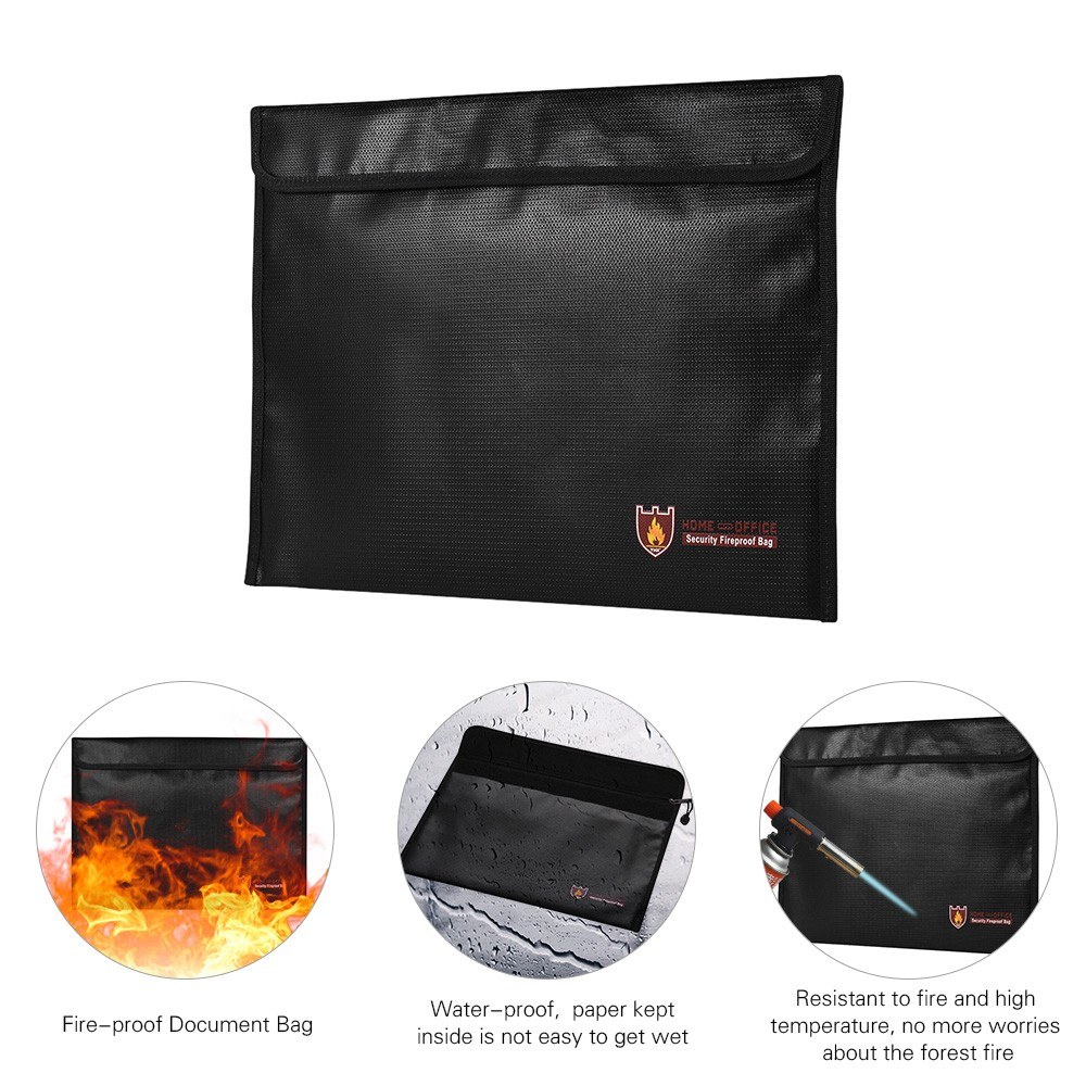 100% Fireproof Document Bag Silicone Coated Waterproof Organizer