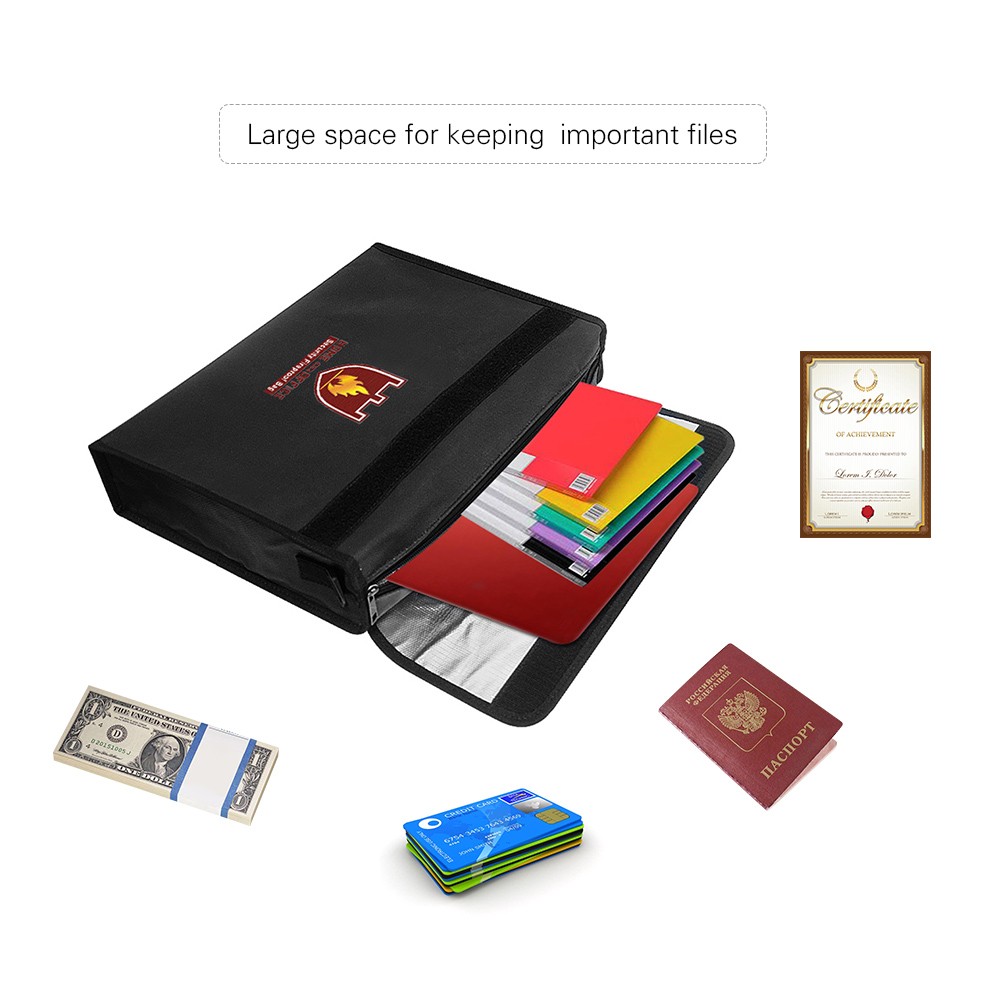 Security Fireproof Money Document File Bag