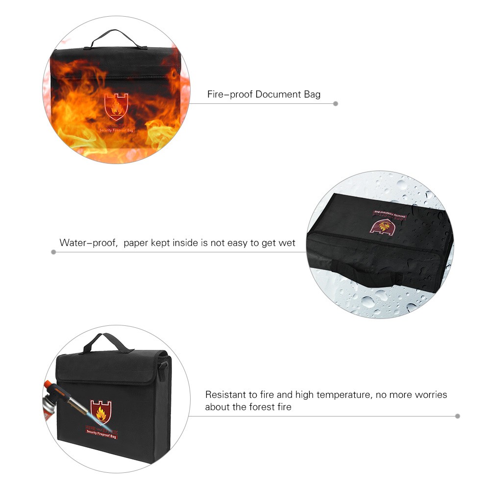 Security Fireproof Money Document File Bag