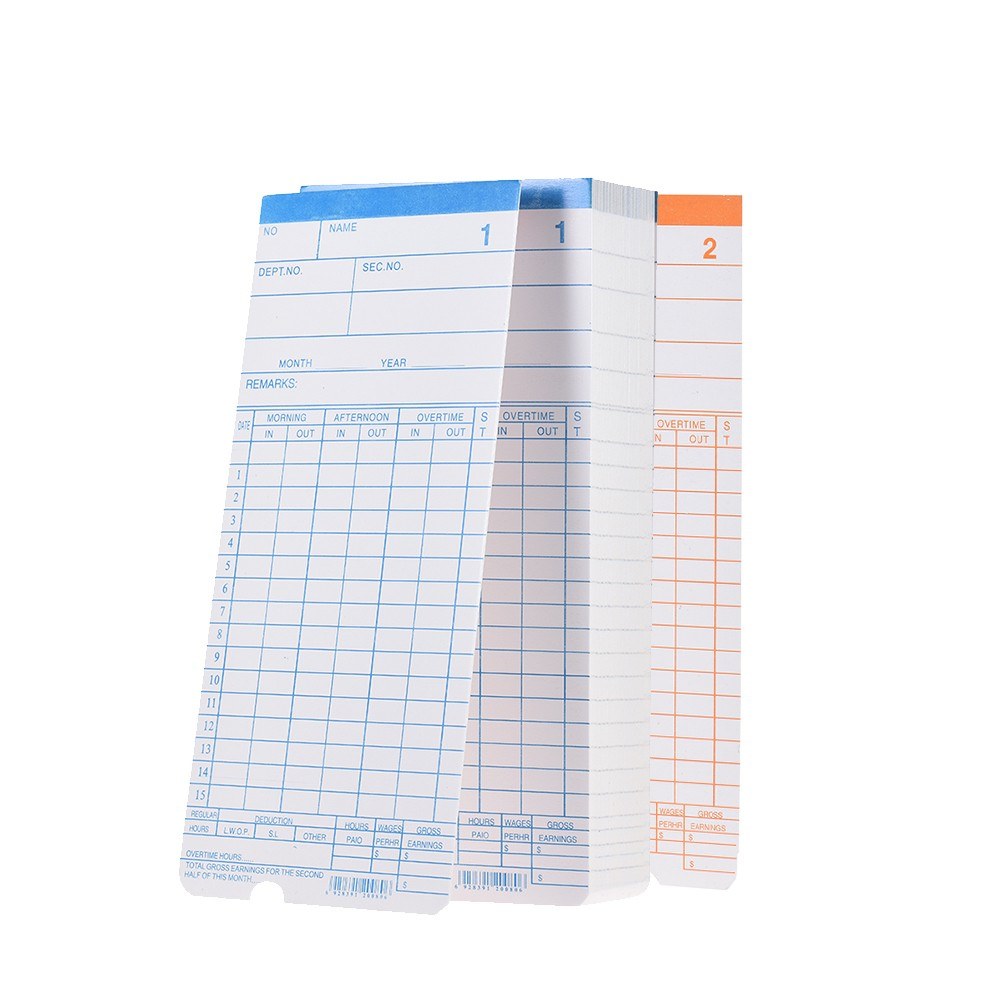 90pcs/ Pack Time Cards Timecards Monthly 2-sided 18 * 8.4cm for Employee Atnce Time Clock Recorder