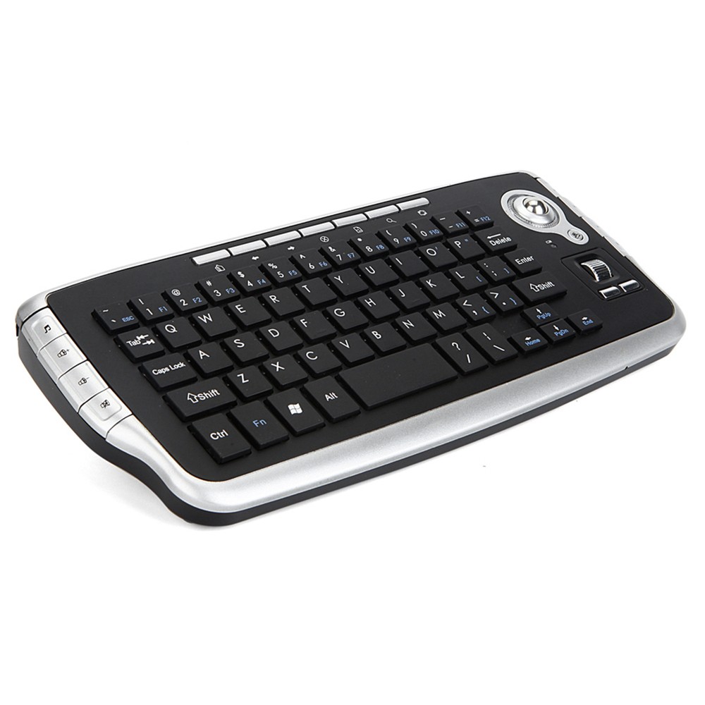 E30 2.4GHz Wireless QWERTY Keyboard with Trackball Mouse Silver