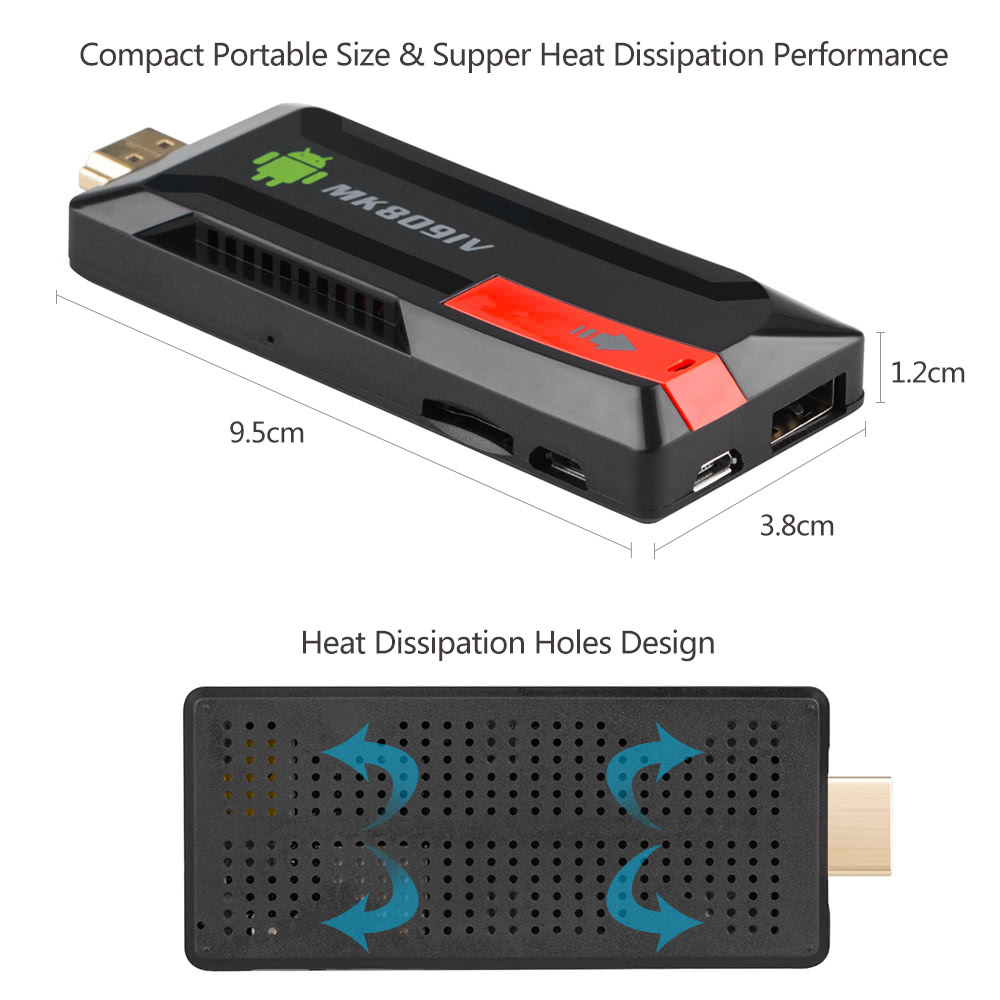 MK809 IV KODI 16.1 TV Dongle RK3229  Android 5.1.1 Quad Core UHD 4K 3D HD  H.265 WiFi DLNA -2G+16G EU Plug