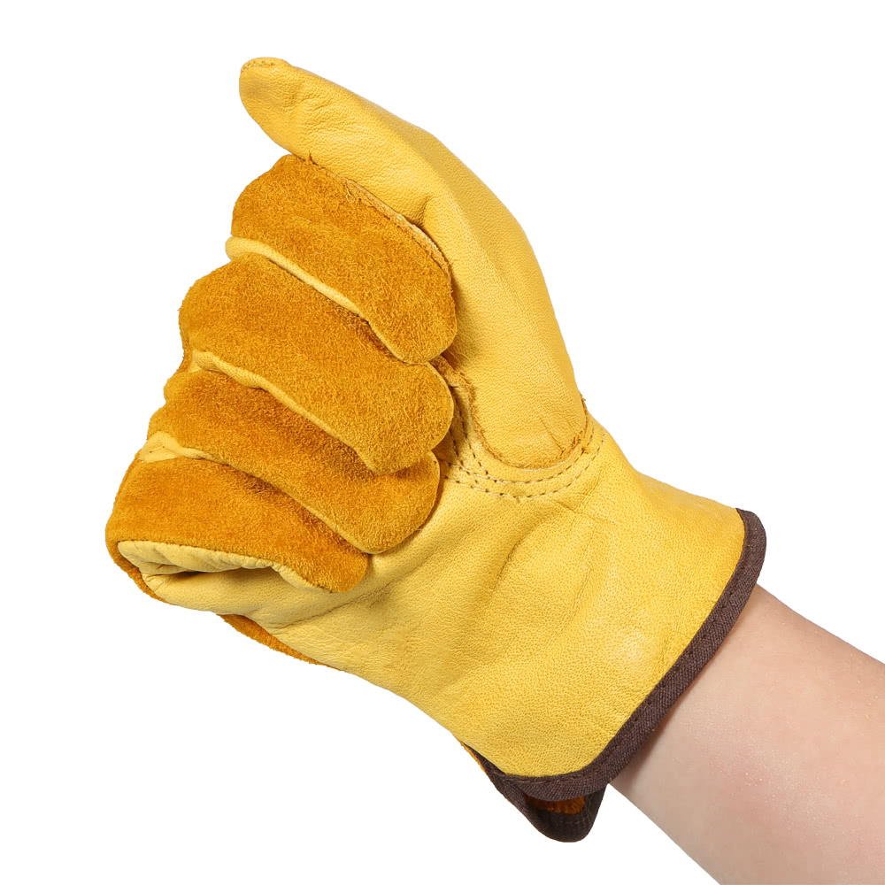 Leather Working Gloves Men's Work Cowhide Gloves Gardening Digging Planting Plant Flower