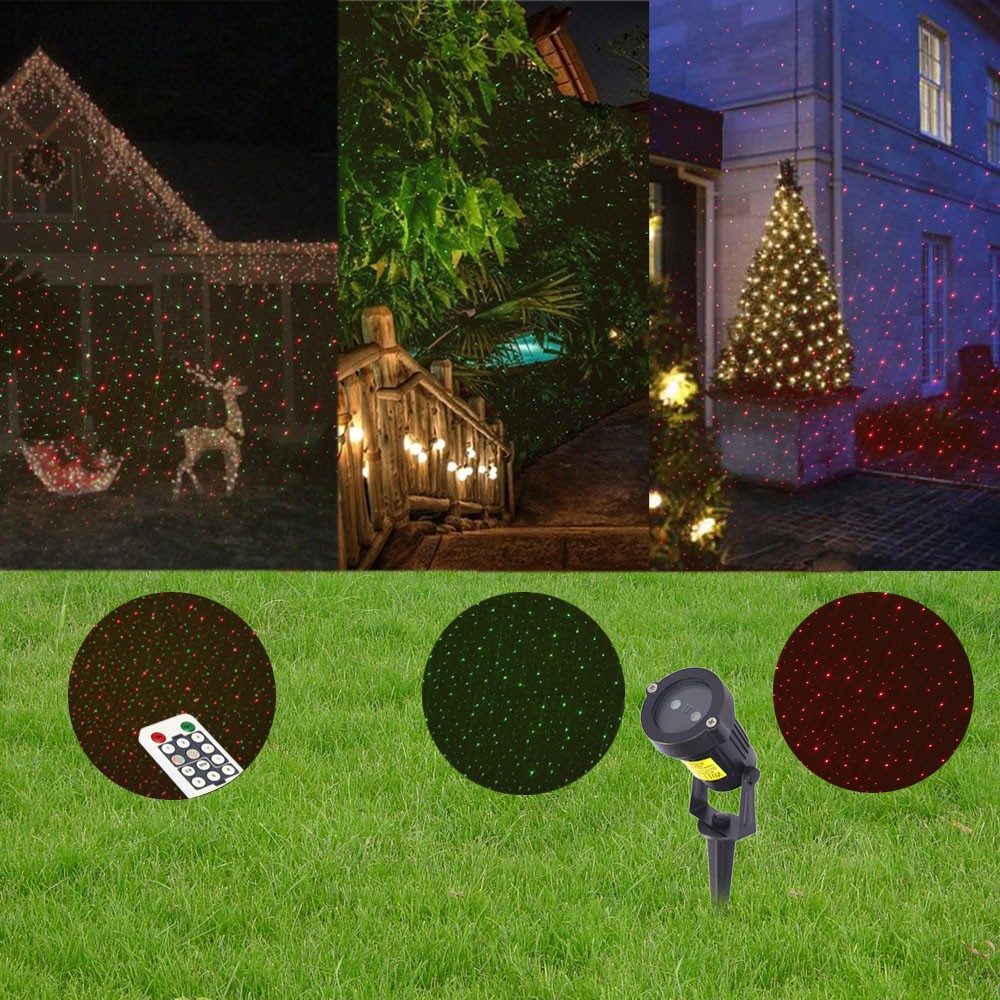 Remote Control Red Green Lawn Decoration Lamp Sky Star Effect Stage Light Support Timing Strobe Color Changing for Party Christmas Festival Decoration