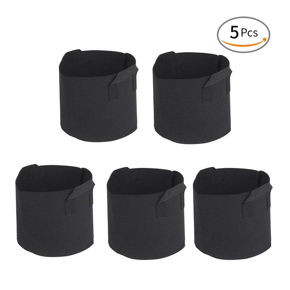 5pcs/set Grow Bags with Handles Nonwoven Grow Bags Set Fabric Grow Bags Gardening Accessory