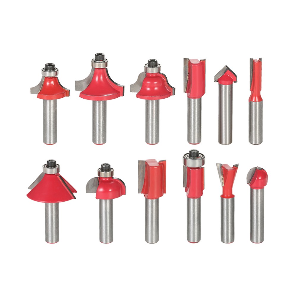 12PCS Milling Cutter Router Bit Set 8mm Shank Mill Woodworking Wood Cutters Tool for Floor Handmade Engraving Cutting