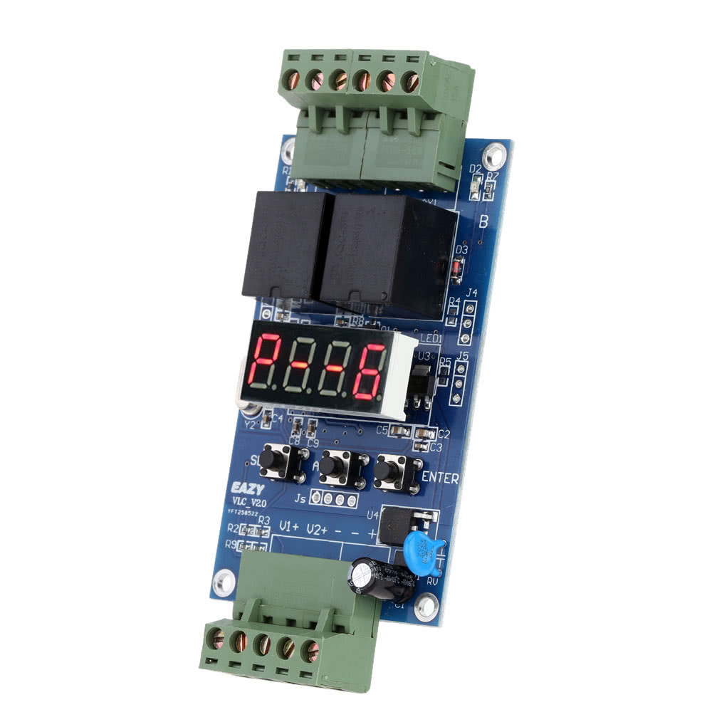 12V Dual Programmable Relay PLC Board Cycle Delay Timer Module 2 Voltage Detection Control