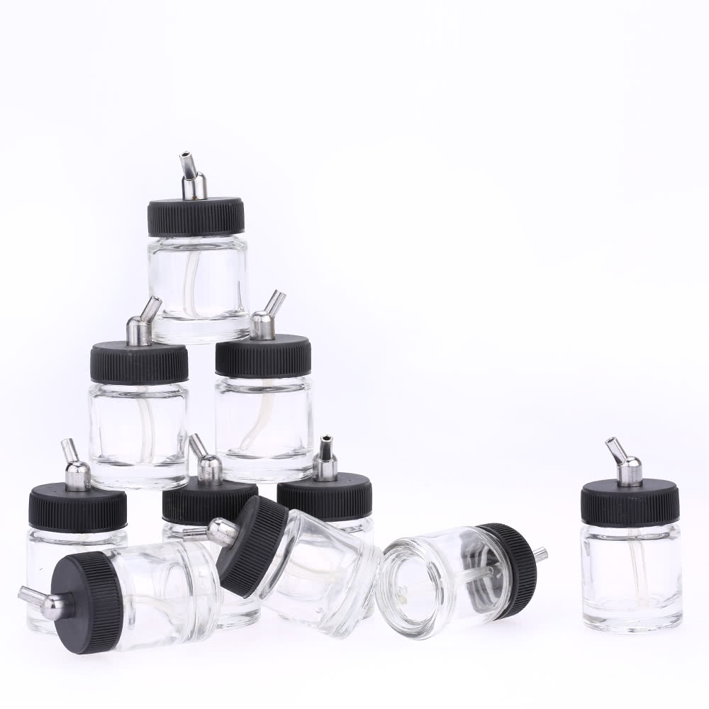 10PCS Airbrush Glass Bottles Air Brush Bottle (Jars) with 30