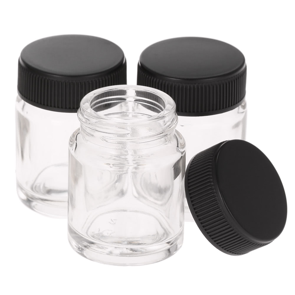 10PCS Airbrush Glass & PP Bottles 3/4oz 22cc Air Brush Bottle Jars with Plastic Lid Using on Airbrushes