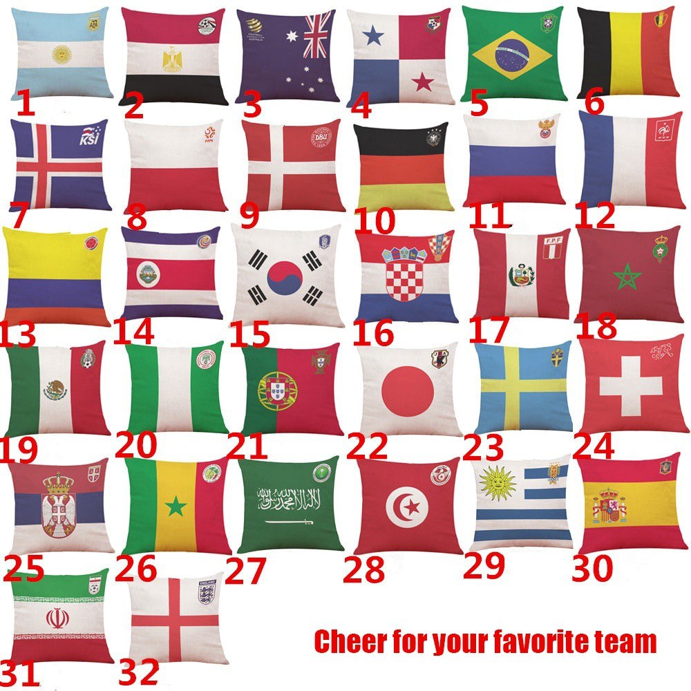 The 2018 World Soccer Cup Home Decor Cushion Cover Linen Sofa Design Throw Pillow Case Gift Style 1