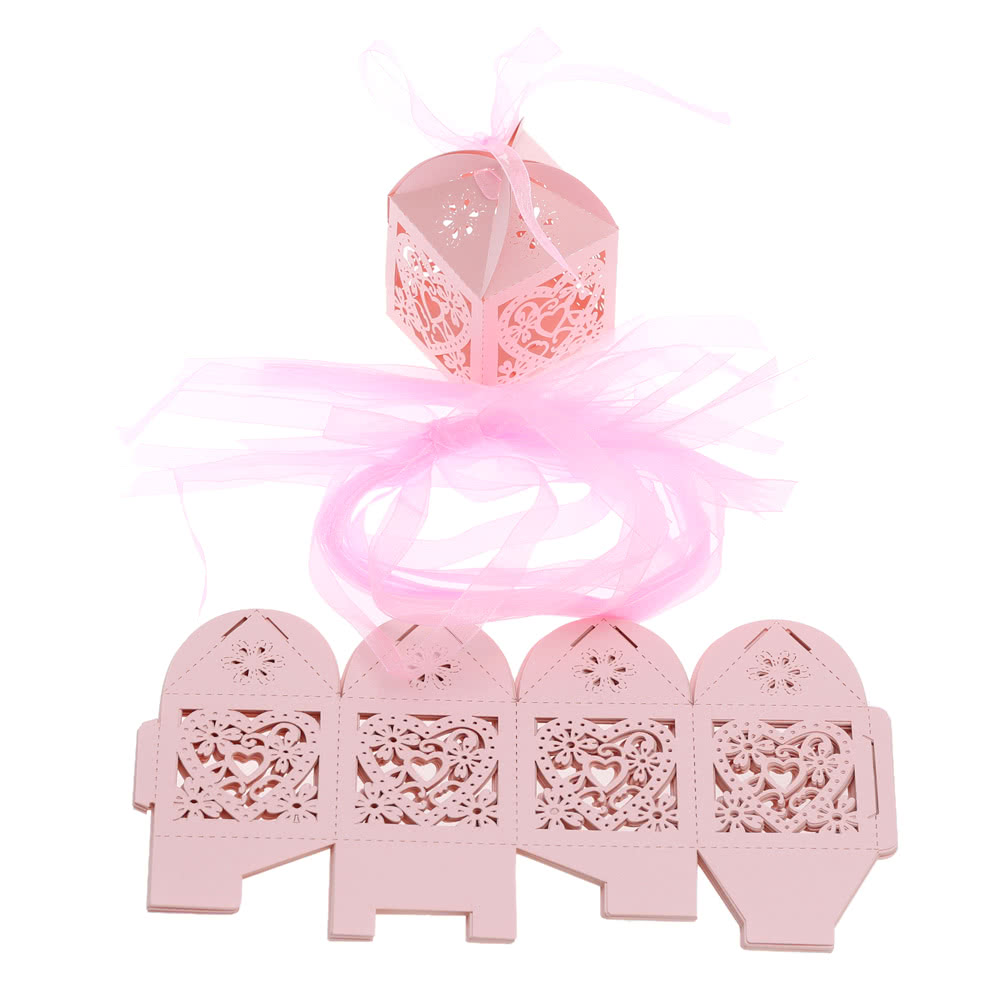 20 PCS Laser Cut Delicate Carved Heart and Flower Adorable Candy Boxes with Ribbon for Party Birthday Wedding Banquet Kindergarten Bridal Shower