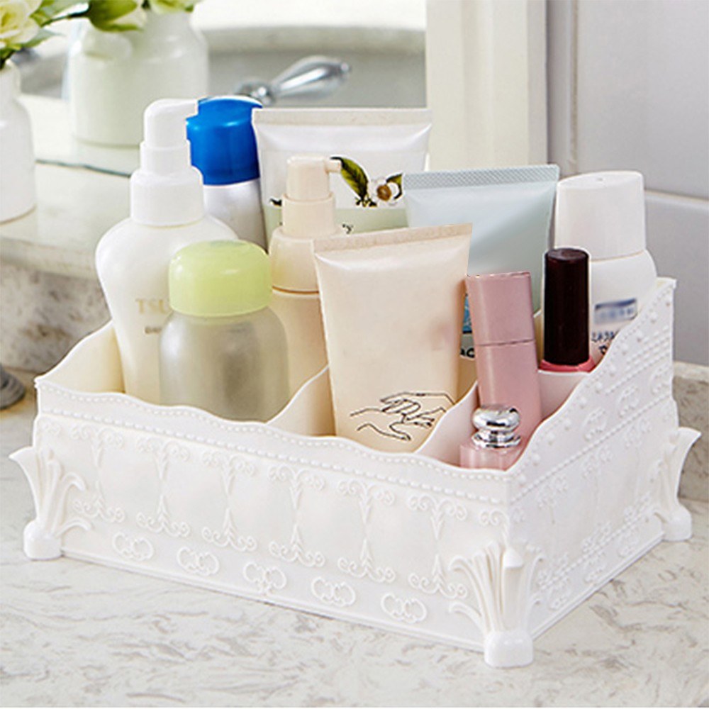 1 Pcs Comestic Storage Box Makeup Organizer Multi Function Flower Decor Chic Box for Lipsticks Remote Control Pens Phones Pink