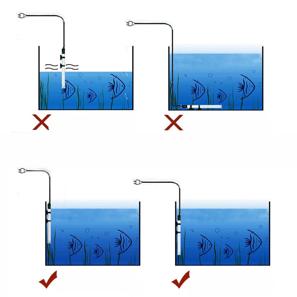 Submersible Heater Heating Rod for Aquarium Glass Fish Tank Temperature Adjustment 220-240V