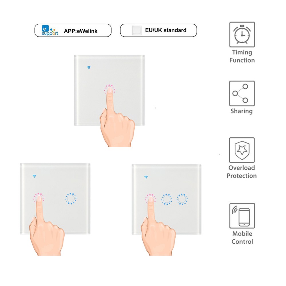 Wireless Switches WiFi Light Switch Smart Wall Work with Alexa Echo Google Home Assistant