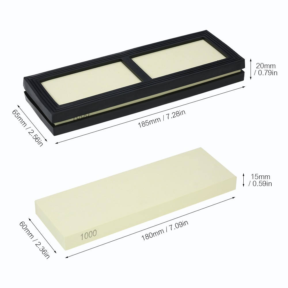 1000 Grit Sharpening Stone  Sharpening Stone Knives Grindstone with Rubber Stone Holder Fine Whetstone 180*60*15mm