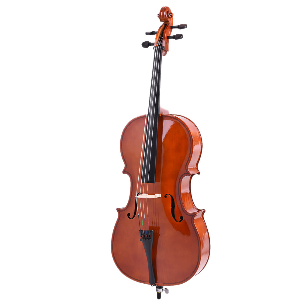 4/4 Full Size Solid Wood Cello Matte Finish Basswood Face Board with Bow Rosin Carrying Bag for Students Music Lovers