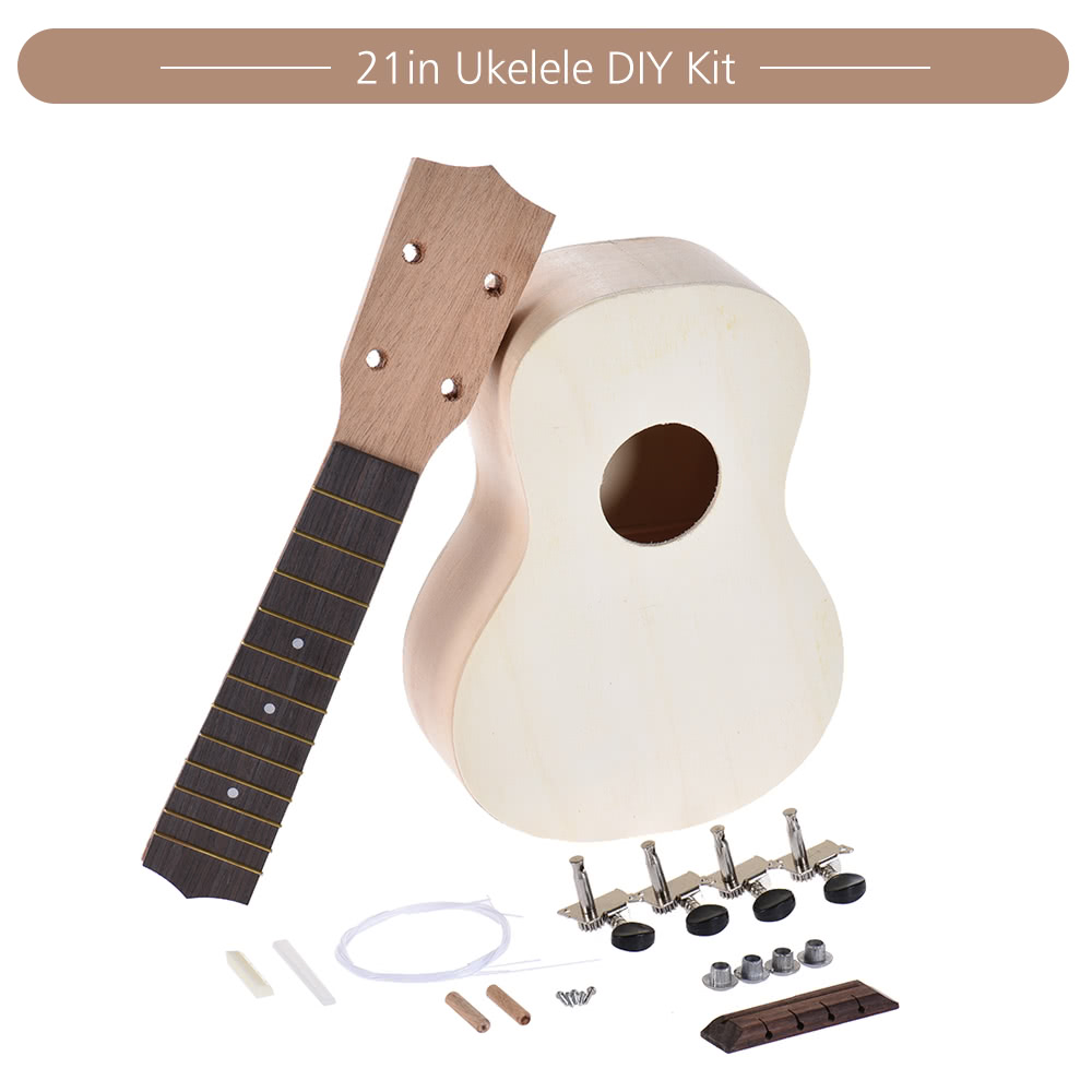 Soprano Ukelele Ukulele Hawaii Guitar DIY Kit Maple Wood Body & Neck Rosewood Fingerboard