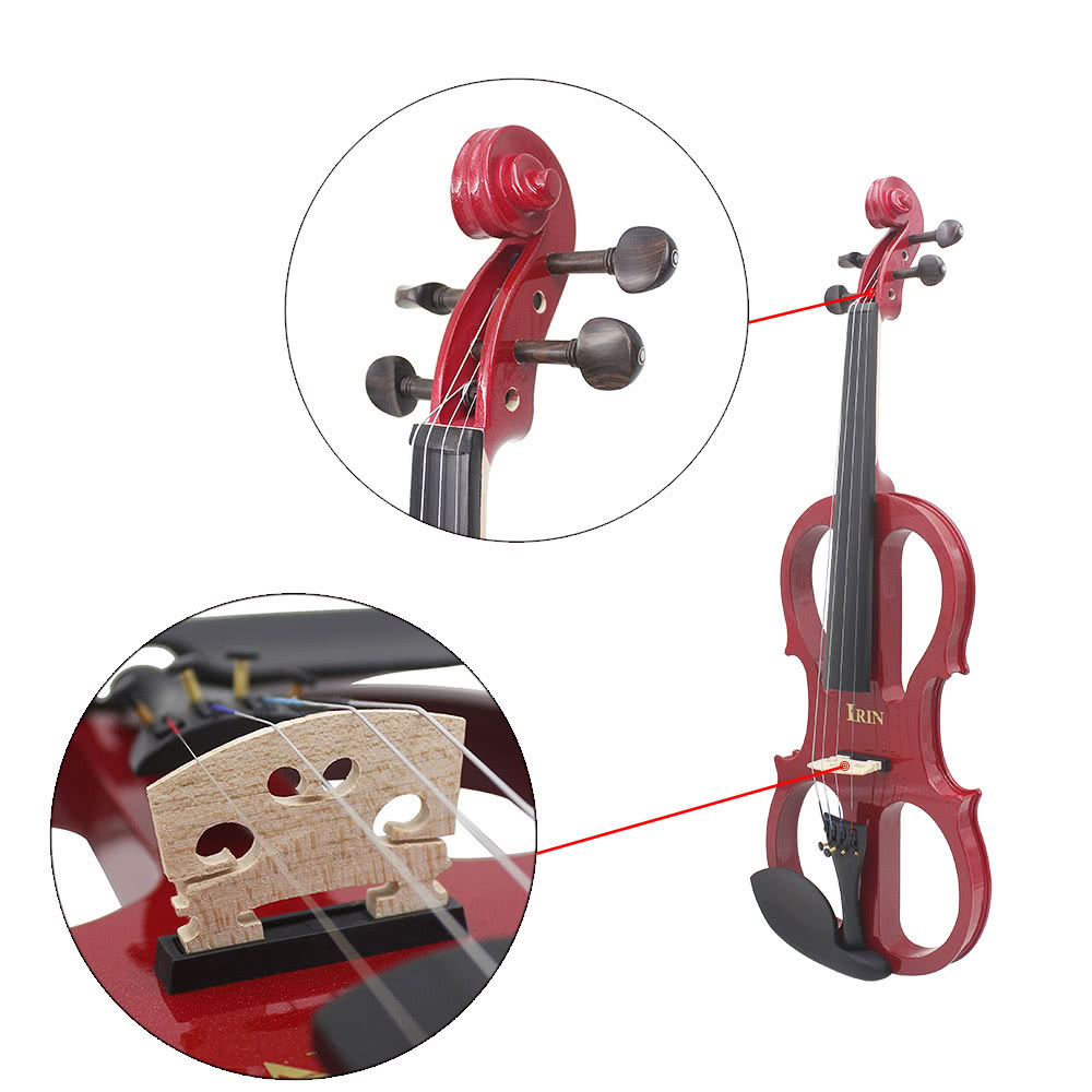 4/4 Wood Maple Electric Violin Fiddle Stringed Instrument with Ebony Fittings Cable Headphone Case for Music Lovers Beginners