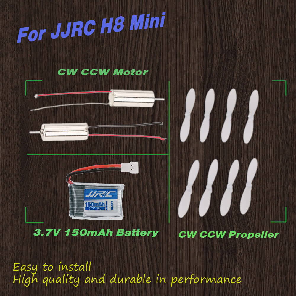 RC Part CW CCW Motor and 3.7V 150mAh Lipo Battery with 4 Pair of CW CCW Propellers for JJRC H8 Mini RC Quadcopter