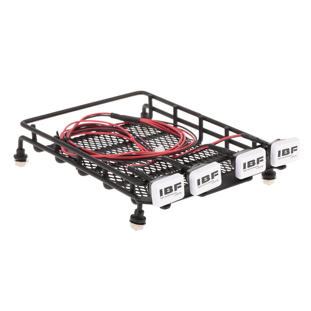 Roof Rack Luggage Carrier with Square Light Bar for 1/10 RC Crawler Axial SCX10 D90 110 Traxxas TRX-4 Tamiya HSP RC Car Parts