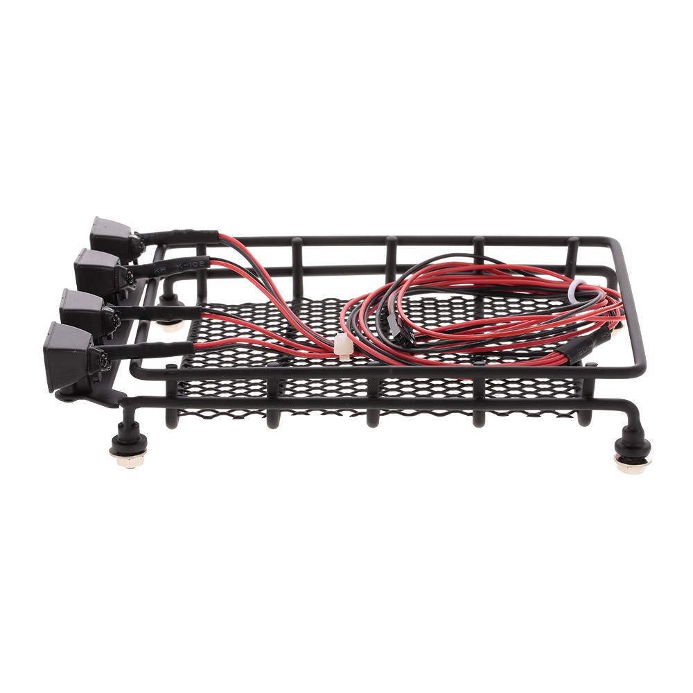 Roof Rack Luggage Carrier with Square Light Bar for 1/10 RC Crawler Axial SCX10 D90 110 Traxxas TRX-4 Tamiya HSP RC Car Parts