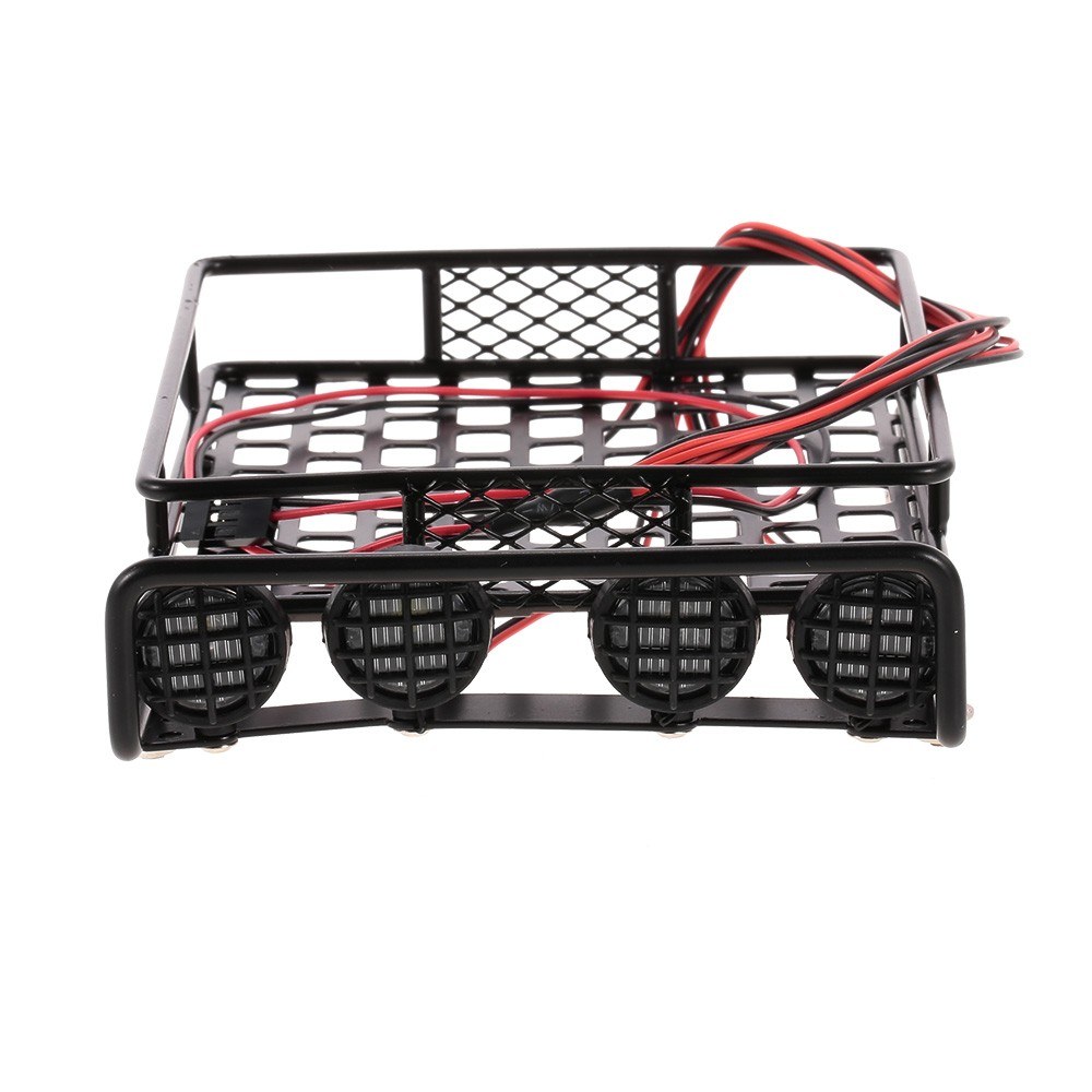 Metal Car Roof Carrier Rack with 4 LED Light Lamp for SCX10 90046 Traxxas TRX-4 RC4WD D90 CC01 RC Crawler