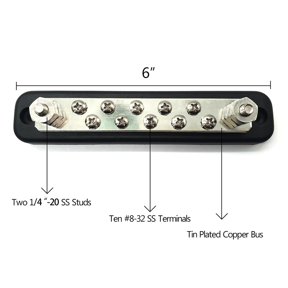 10 Screw Terminal Ground Distribution Block kits Line Buss Bar DC 150A  AC 130A