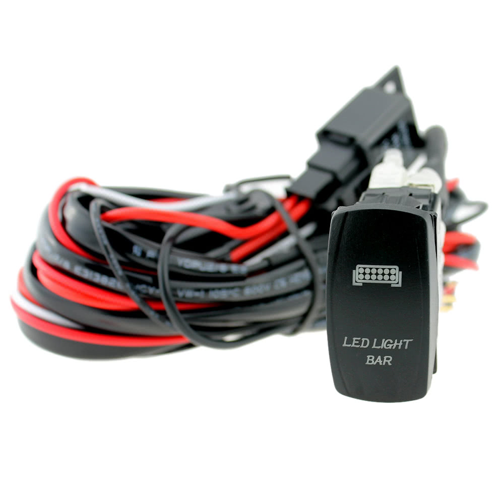 LED Light Bar Rocker On/Off Switch with Relay Wiring Harness Kit 12V 40A Relay for  RV Boat Trailer