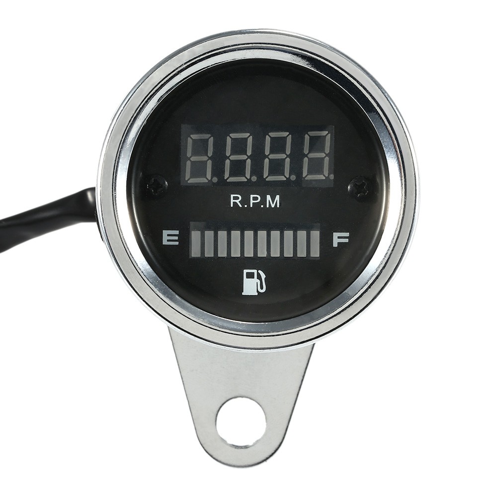 12V Motorcycle 2 in 1 Tachometer RPM Shift Meter Fuel Gauge Meter with Digital LED Indicator