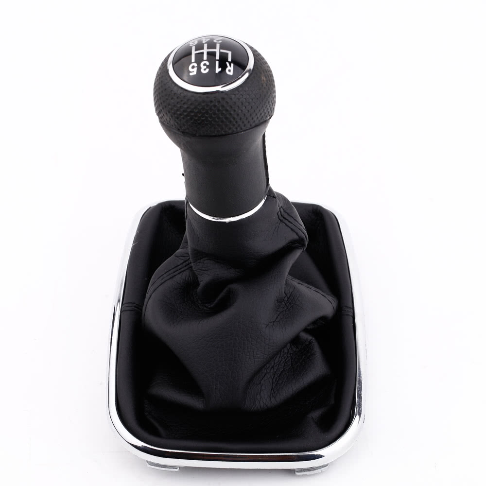 New 6 Speed Gear Shift Knob Gaitor Boot Black PU Leather for VW Golf Bora Jetta GTi MK4 1999-2004