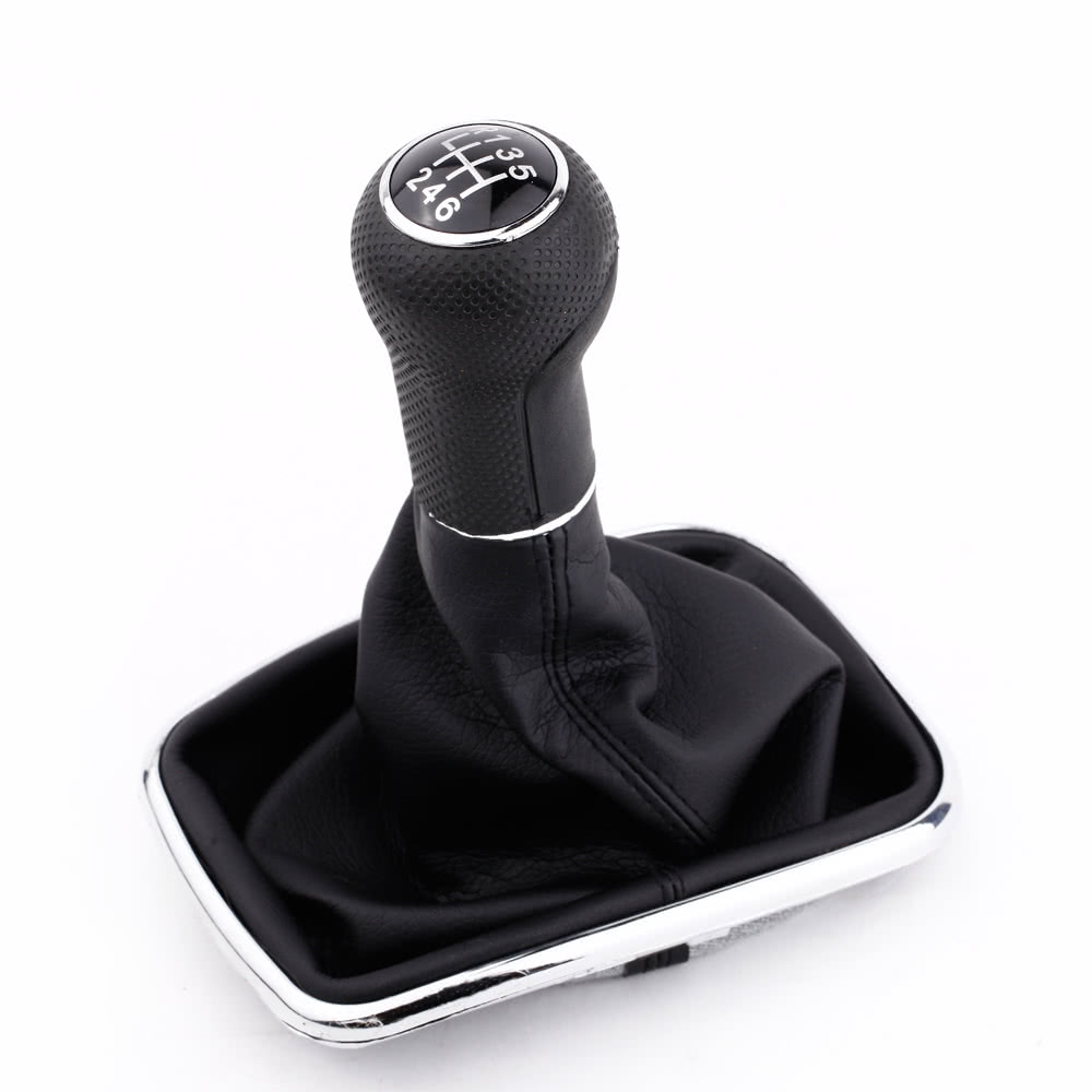 New 6 Speed Gear Shift Knob Gaitor Boot Black PU Leather for VW Golf Bora Jetta GTi MK4 1999-2004