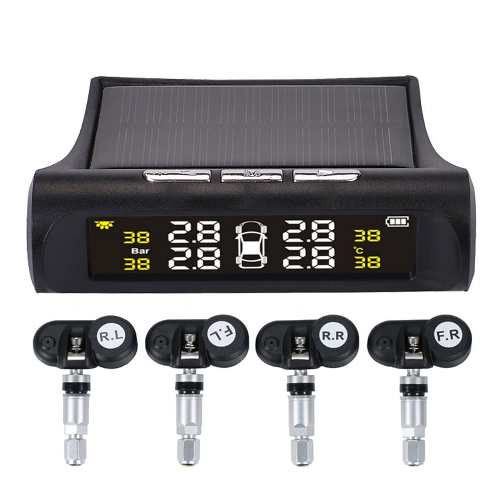 Car TPMS Tire Pressure Digital Solar Energy Monitoring System Auto Security Tire Pressure