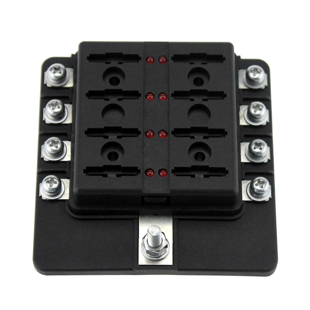 8 Way Blade Fuse Box Holder Fuse Blocks with LED Indicator 10Pcs Fuses 10Pcs Connector Terminals for Car Boat Marine Caravan Truck 12V 24V