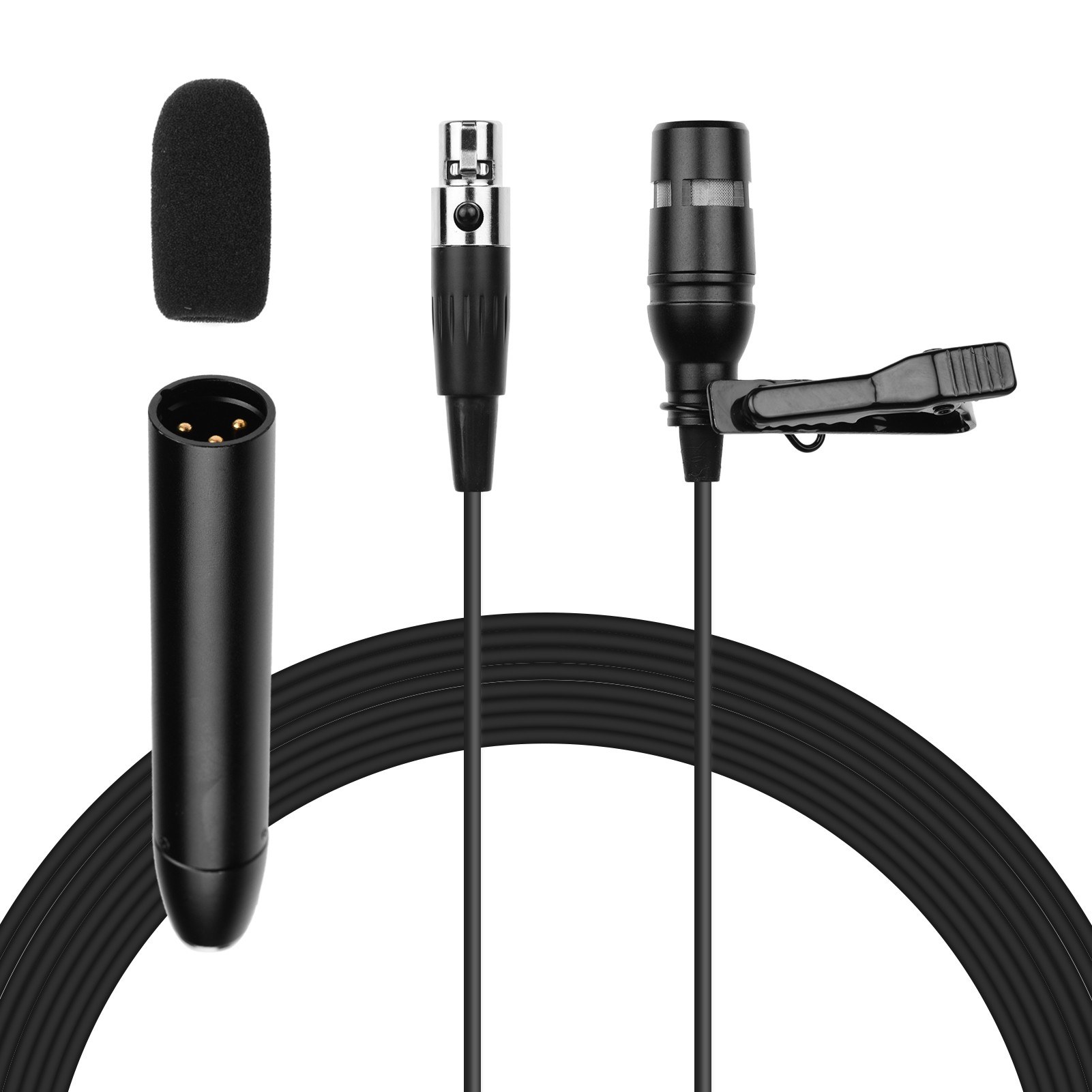 Professional Lavalier Lapel Microphone XLR Omnidirectional Condenser Mic Supports 48V Phantom Power Compatible with Camcorder Recorder for Video Recording Interview Live Stream