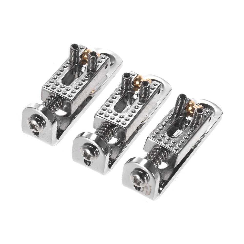 Replacement Roller Bridge Single Saddles Guitar Bridge Saddle Set with Screws and  Wrench for Cigarbox Guitars Electric Guitars Pack of 3 PCS Silver