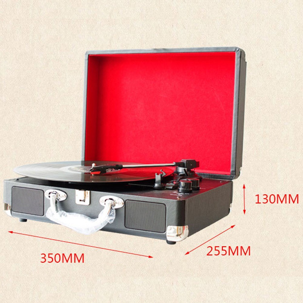 Retro Record Player 33RPM Antique Gramophone Turntable Disc Vinyl Audio 3-Speed Aux-in Line-out USB DC 5V Gramophones