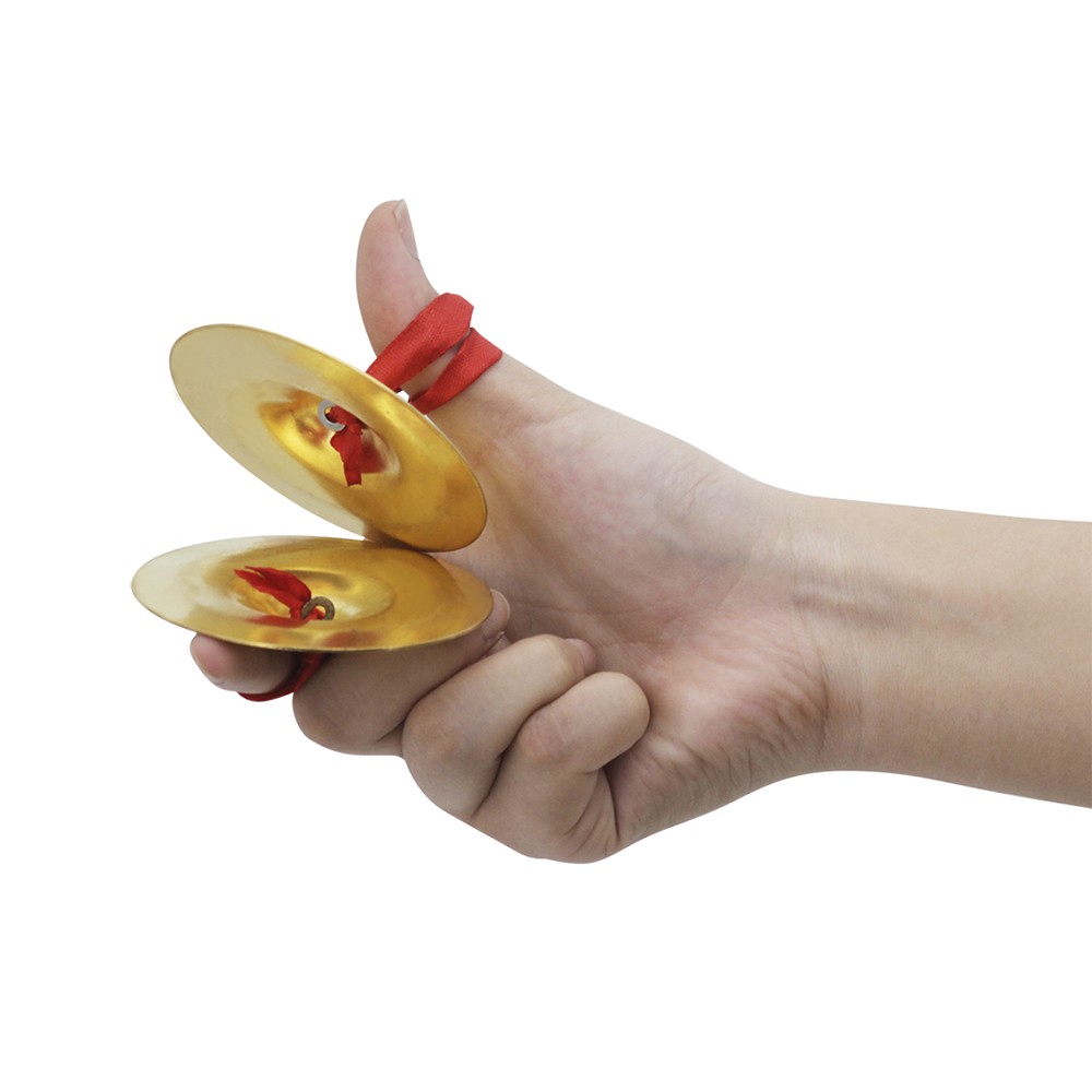 2PCS Finger Cymbals Belly Dance Accessories Small Size Hand Percussion Instruments Golden