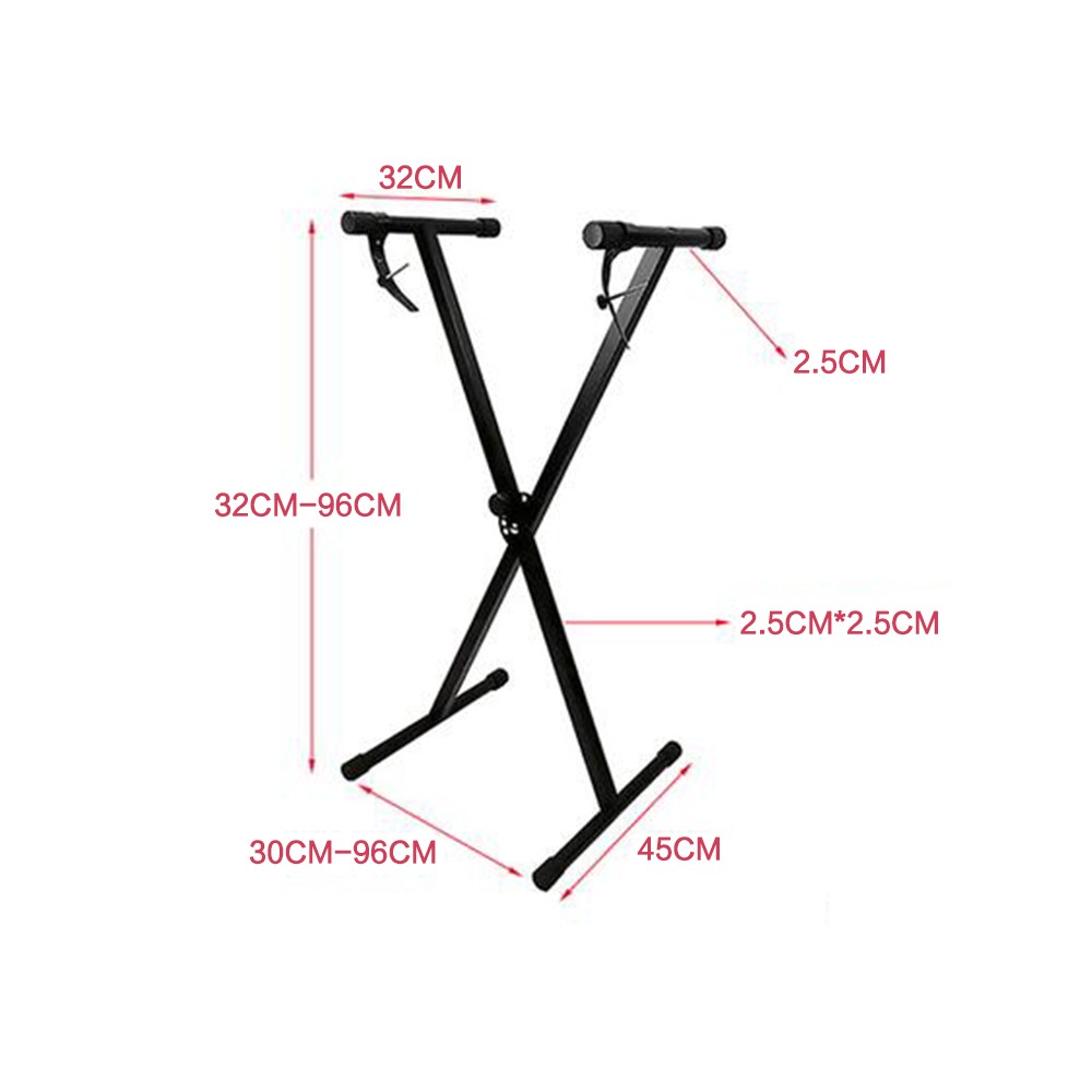 Universal Folding Piano Keyboard Stand Bracket X-Style Heavy Duty Metal Material with Anti-Slip Rubber Caps for Digital Piano MIDI Keyboard