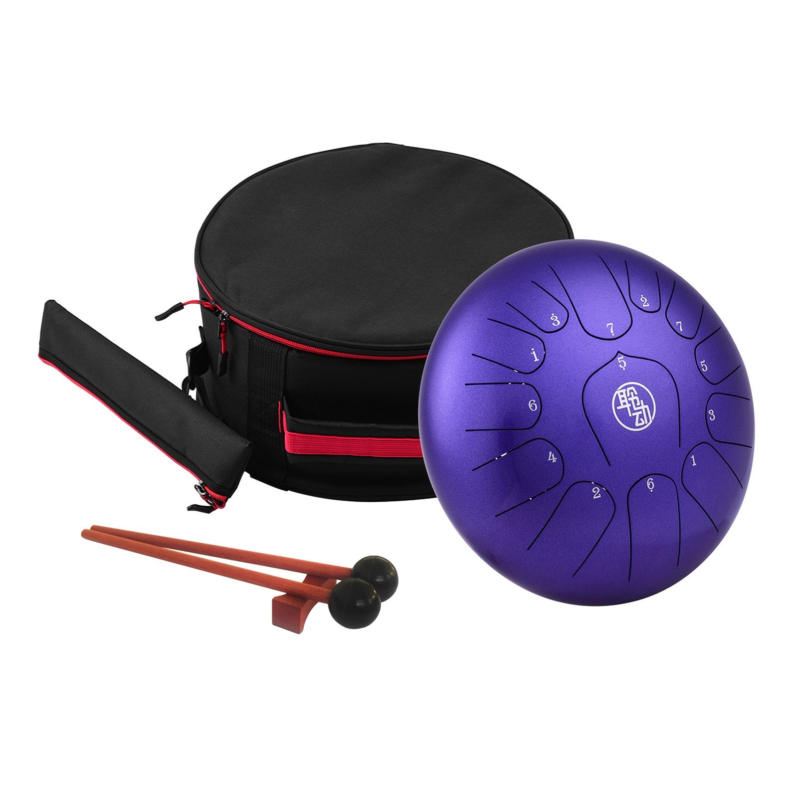 11 Inch Steel Tongue Drum 13-Notes C-Key Percussion Instrument with Mallets Drum Bag Wiping Cloth for Musical Education Concert Mind Healing Yoga Meditation Royal Purple