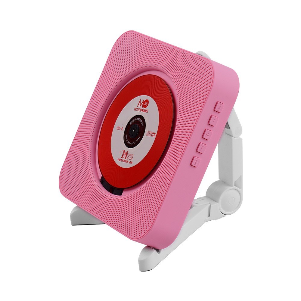 Portable Wall Mounted CD Player Music Amplifier Audio Boombox with Remote Control Support BT/ USB/ FM Modes Pink UK Plug