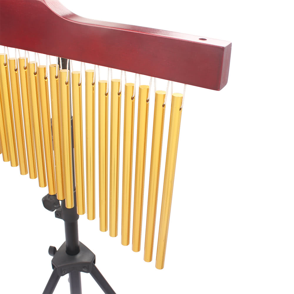 36-Tone Golden Bar Chimes 36 Bars Single-row Wind Chime Musical Percussion Instrument with Tripod Stand and Striker