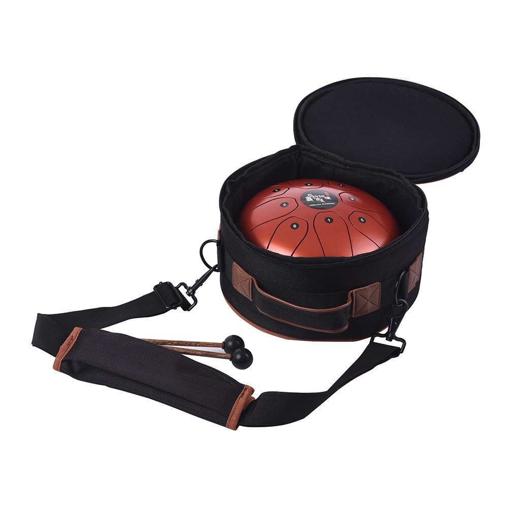 8 Inch Compact Size 8-Tone Steel Tongue Drum C Key Percussion Instrument Hand Pan Drum with Drum Mallets Carry Bag