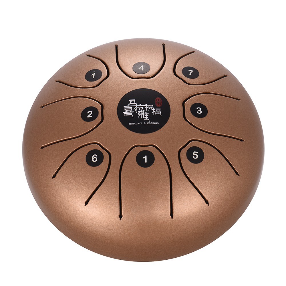 8 Inch Compact Size 8-Tone Steel Tongue Drum C Key Percussion Instrument Hand Pan Drum with Drum Mallets Carry Bag