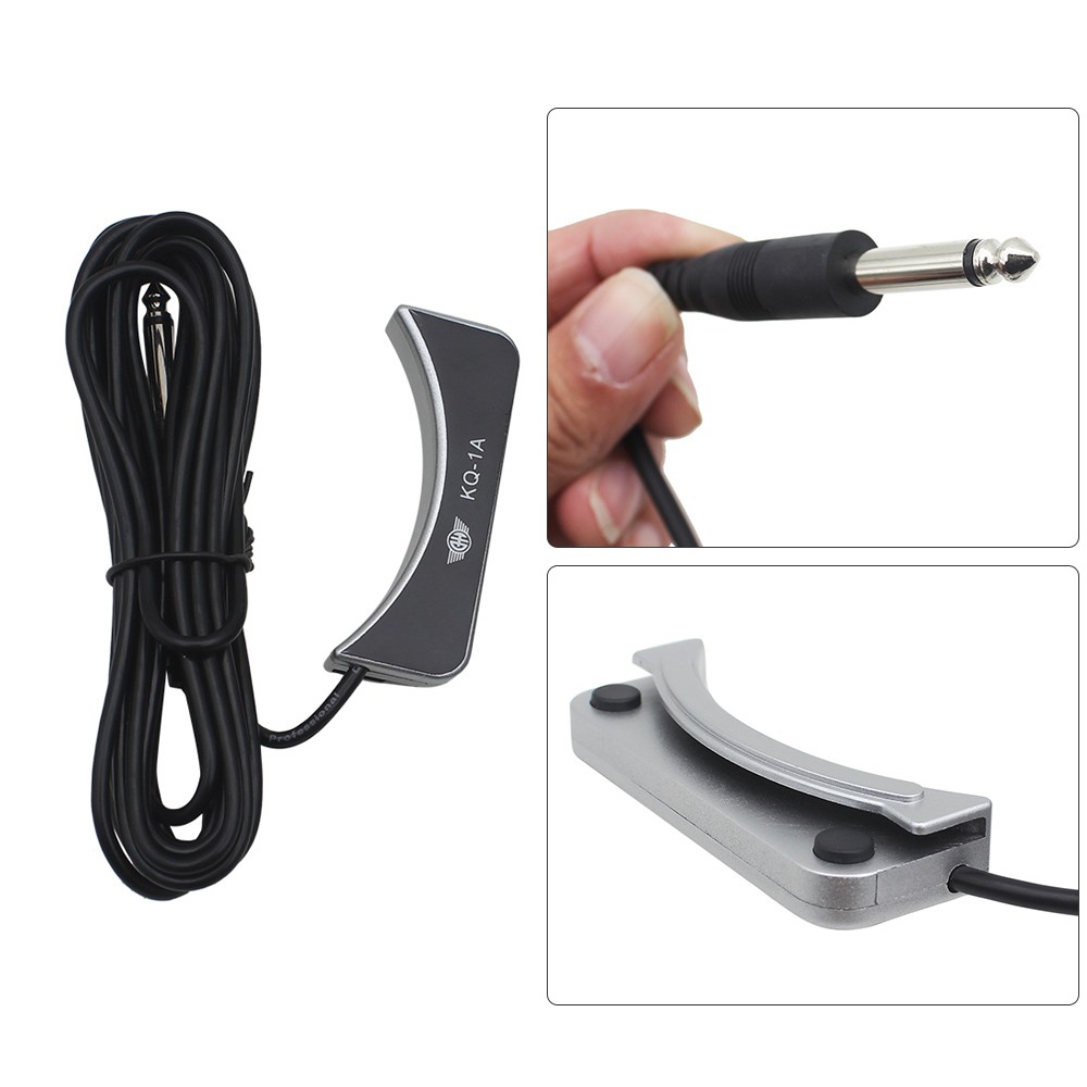 KQ-1A Piezo Contact Sound Hole Guitar Pickup Transducer 6.5mm Male Plug 3m Audio Cable for 38