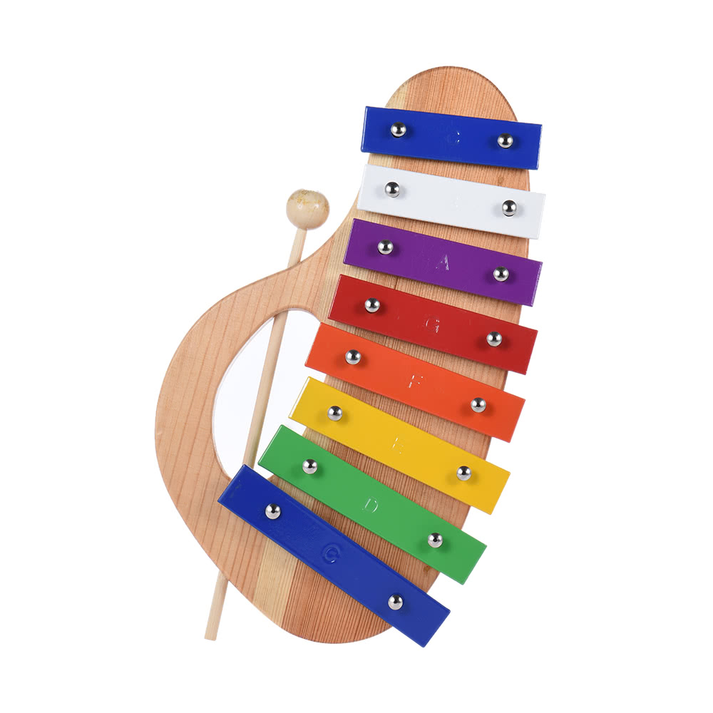 Wood Pine Xylophone 8-Note 3mm Colorful Aluminum Plate with Handle Wooden Mallet Stick Exquisite Percussion Toddle Kid Musical Toy