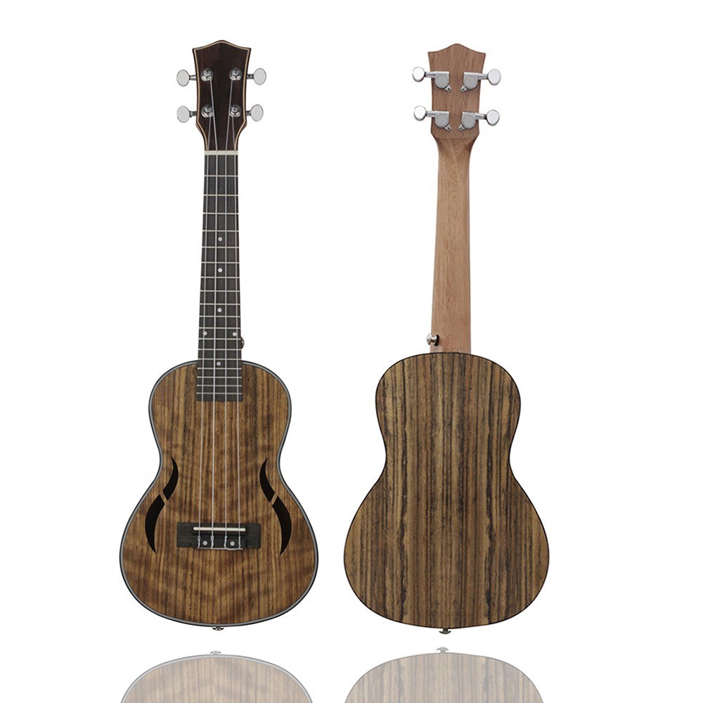 24 Inch Acoustic Concert Ukulele Ukelele Uke Walnut Wood Nylon Strings Close Type Tuning Pegs with Carry Bag Capo Cleaning Cloth Strings